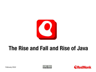 The Rise and Fall and Rise of Java

10.20.2005
February 2010
 