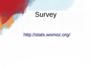 Survey

http://stats.womoz.org/
 