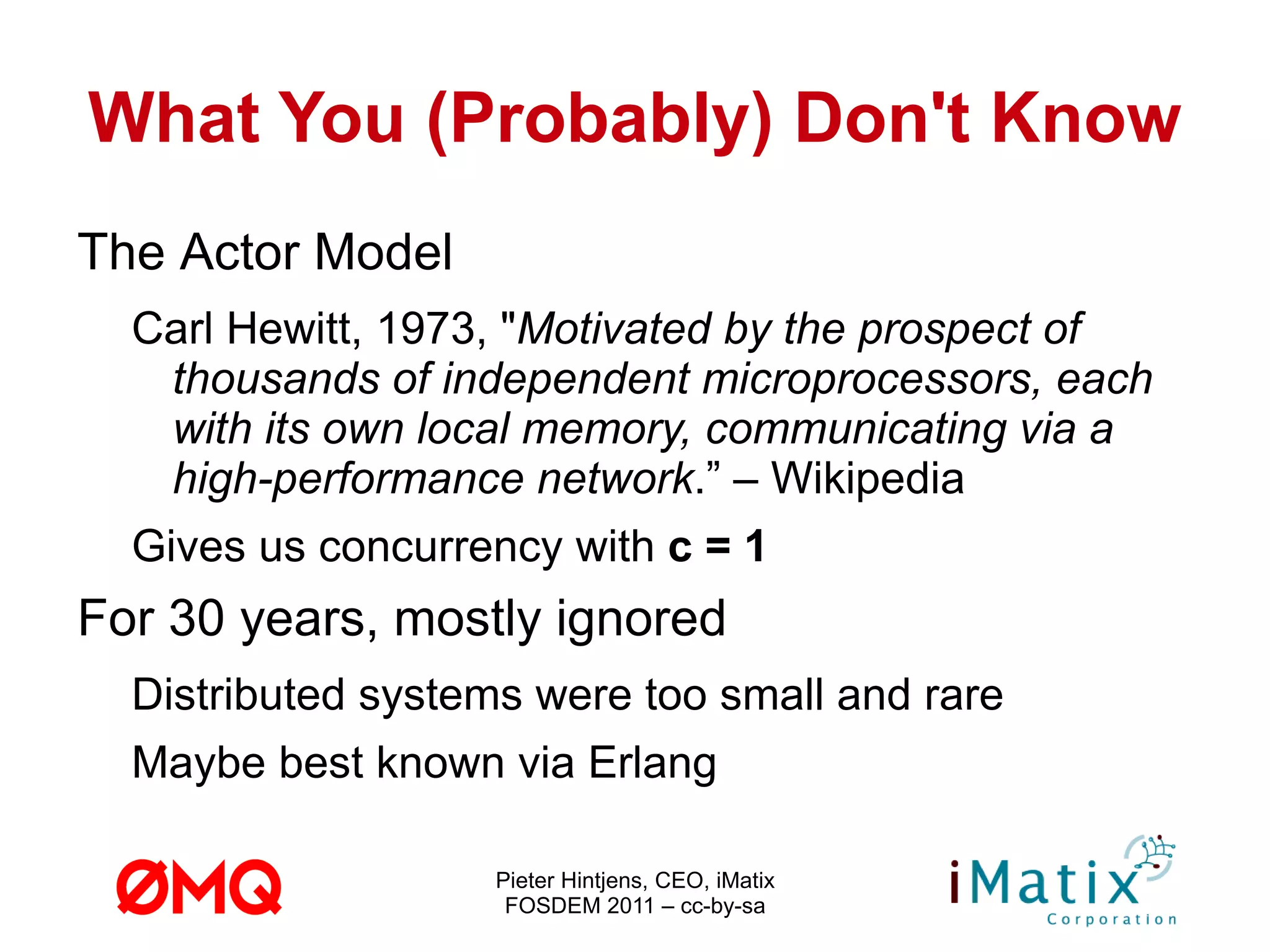 What You (Probably) Know Concurrency =  data shared between threads 