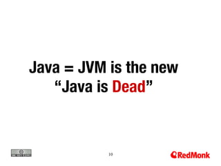 Java = JVM is the new 
   “Java is Dead”


           10
 
