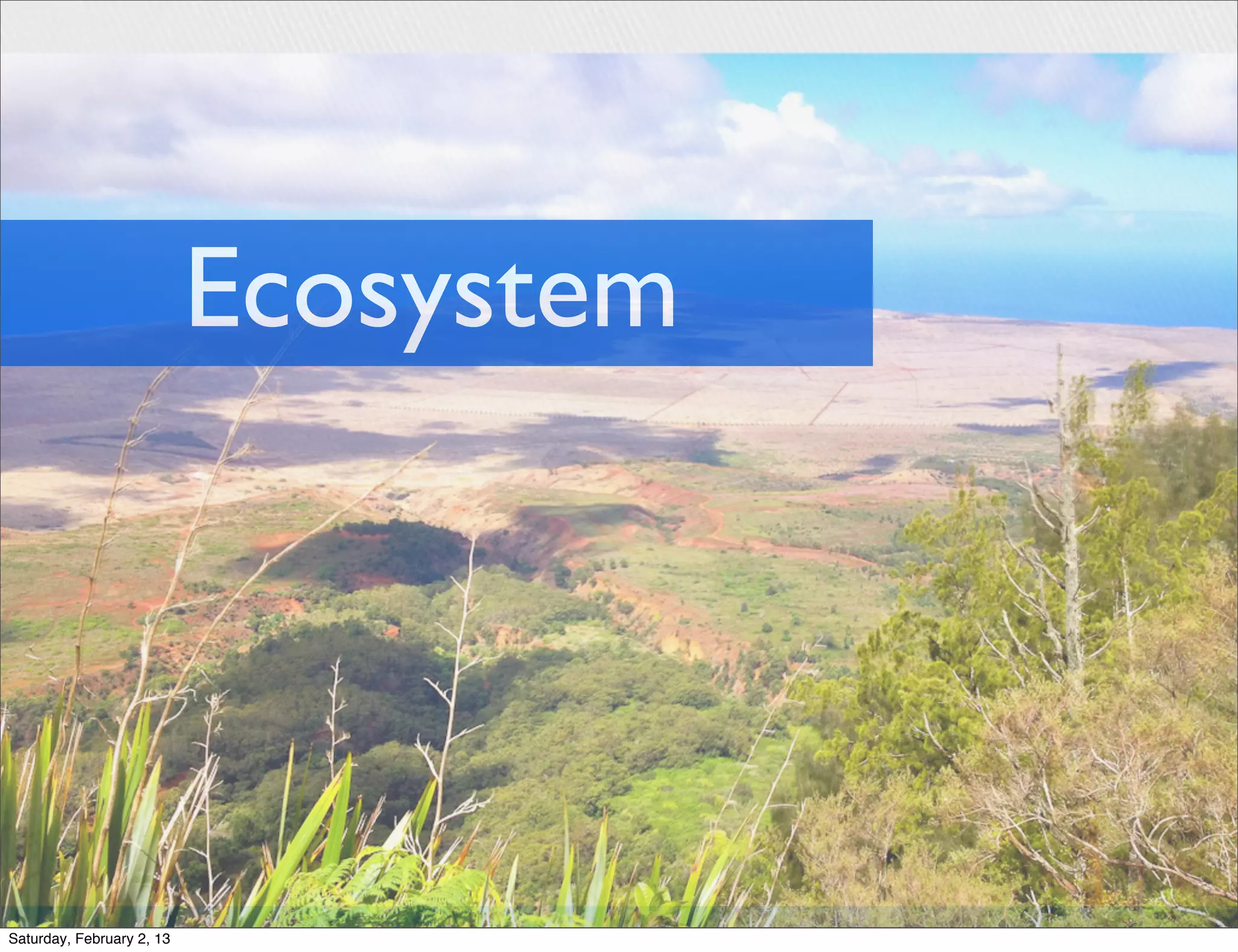 Ecosystem




Saturday, February 2, 13
 