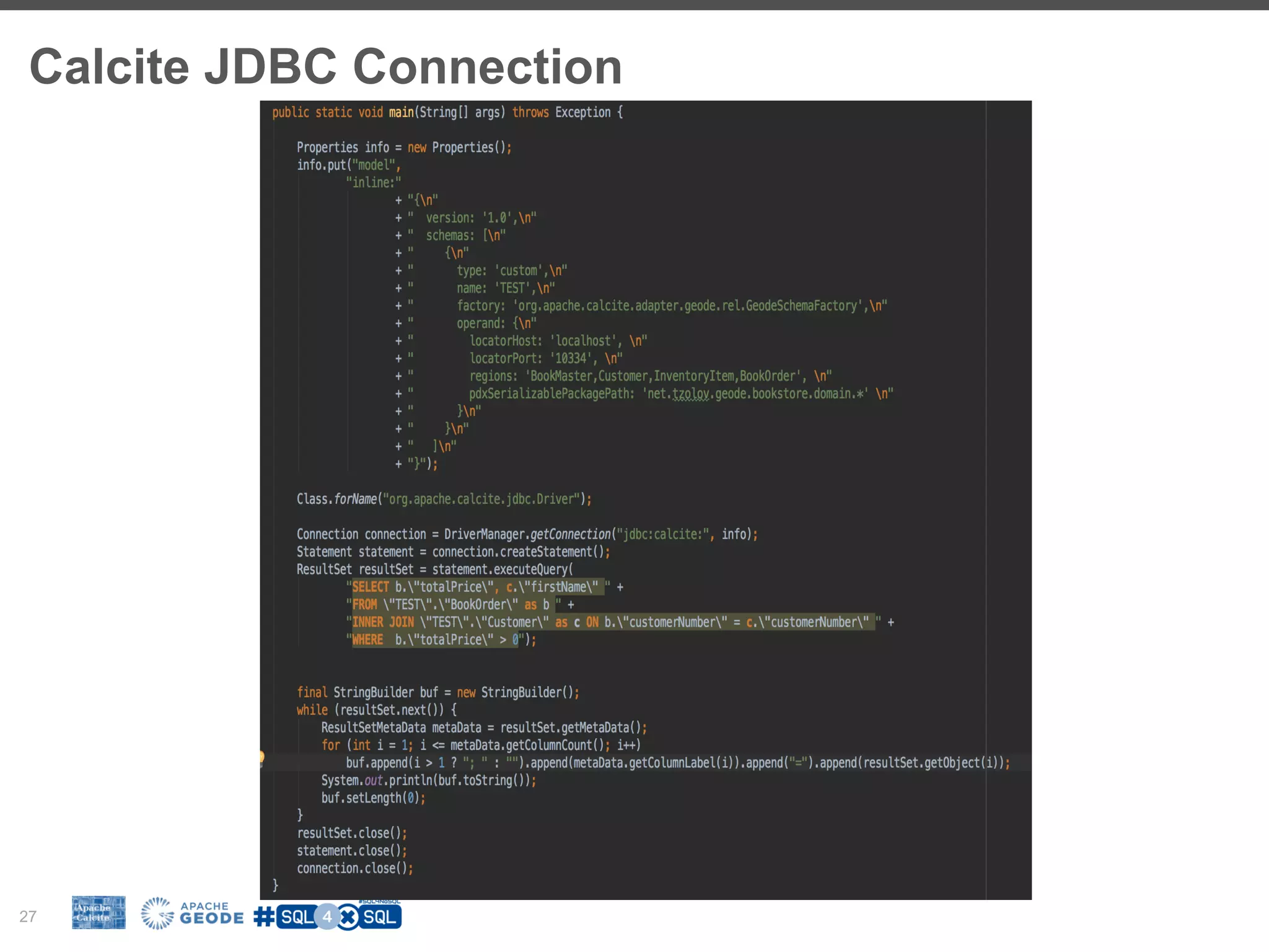 Calcite JDBC Connection 27 