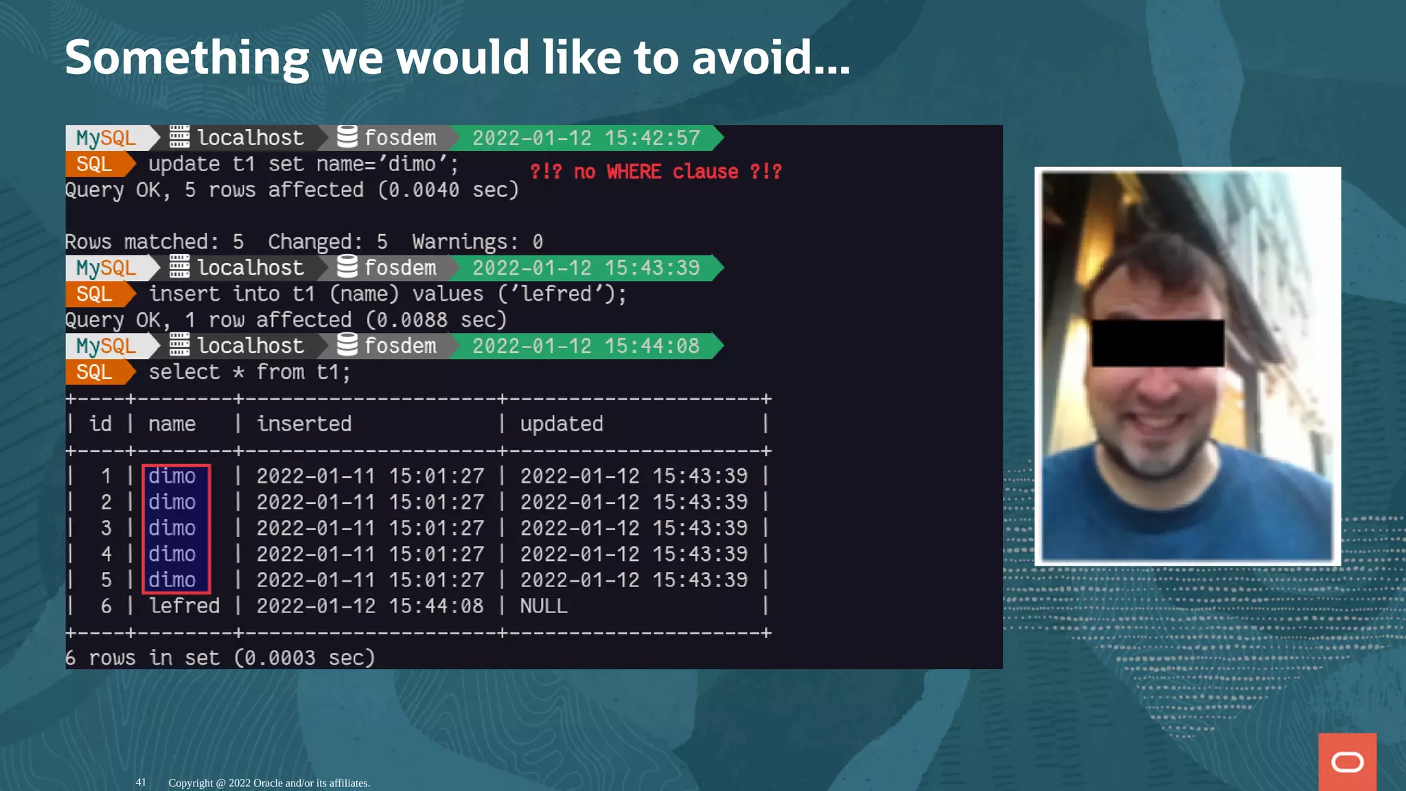 Something we would like to avoid...
Copyright @ 2022 Oracle and/or its affiliates.
41
 
