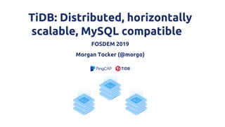 TiDB: Distributed, horizontally
scalable, MySQL compatible
FOSDEM 2019
Morgan Tocker (@morgo)
 