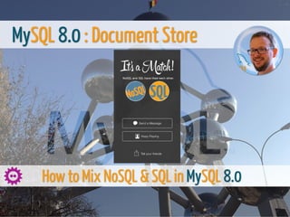 2/6/2019 FOSDEM MySQL, MariaDB & Friends Devroom: MySQL 8.0 Document Store - How to Mix NoSQL & SQL in MySQL 8.0
ﬁle:///home/fred/ownCloud/Presentations/ORACLE/FOSDEM2019/MySQL%208.0%20Document%20Store/pres.html#1 1/70
1 / 70
 