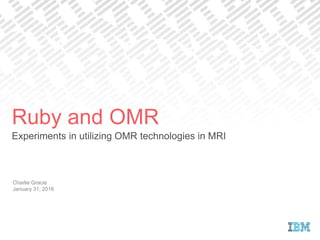 Experiments in utilizing OMR technologies in MRI
Charlie Gracie
January 31, 2016
Ruby and OMR
 
