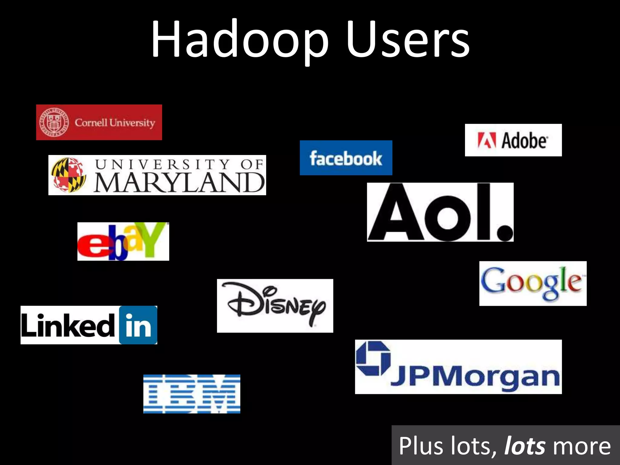 Hadoop Users




         Plus lots, lots more
 