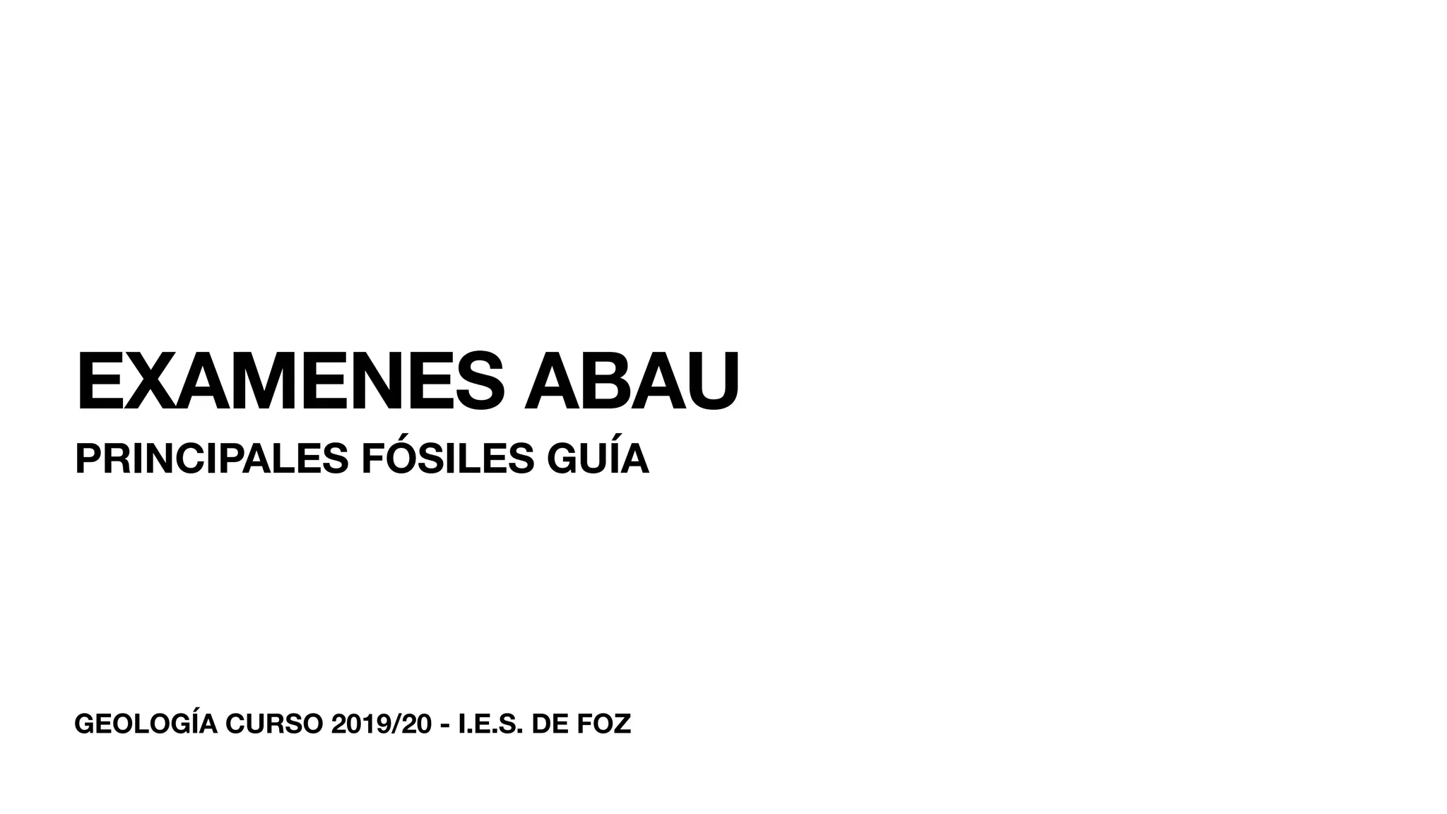 GEOLOGÍA CURSO 2019/20 - I.E.S. DE FOZ
EXAMENES ABAU
PRINCIPALES FÓSILES GUÍA