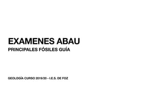 GEOLOGÍA CURSO 2019/20 - I.E.S. DE FOZ
EXAMENES ABAU
PRINCIPALES FÓSILES GUÍA
 