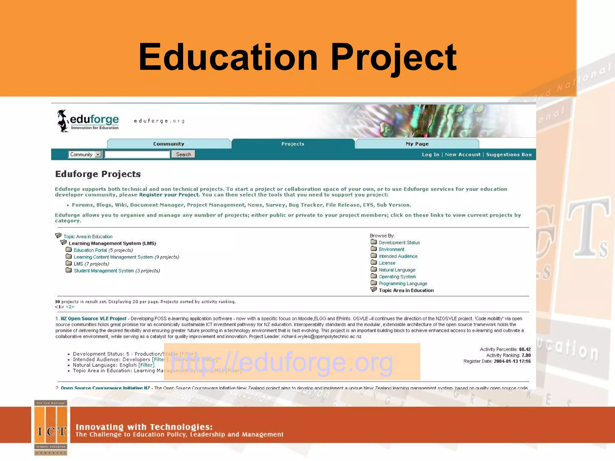 Education Project http://eduforge.org 
