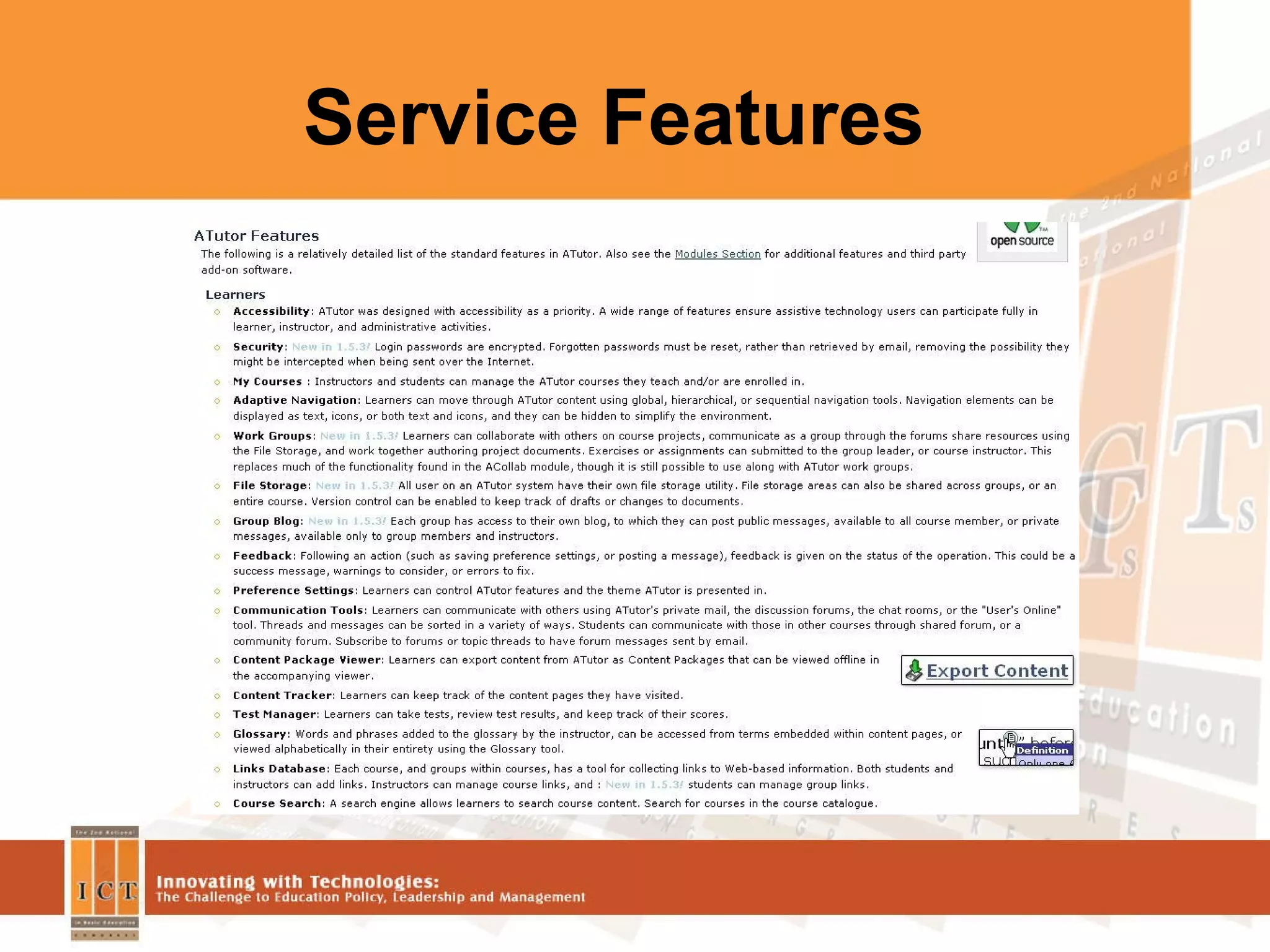 Service Features 
