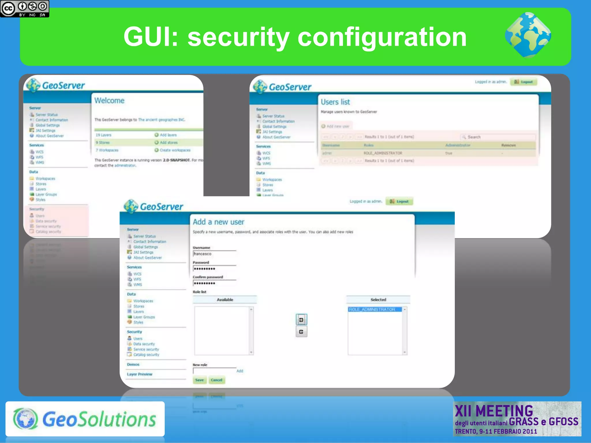 GUI: security configuration
 