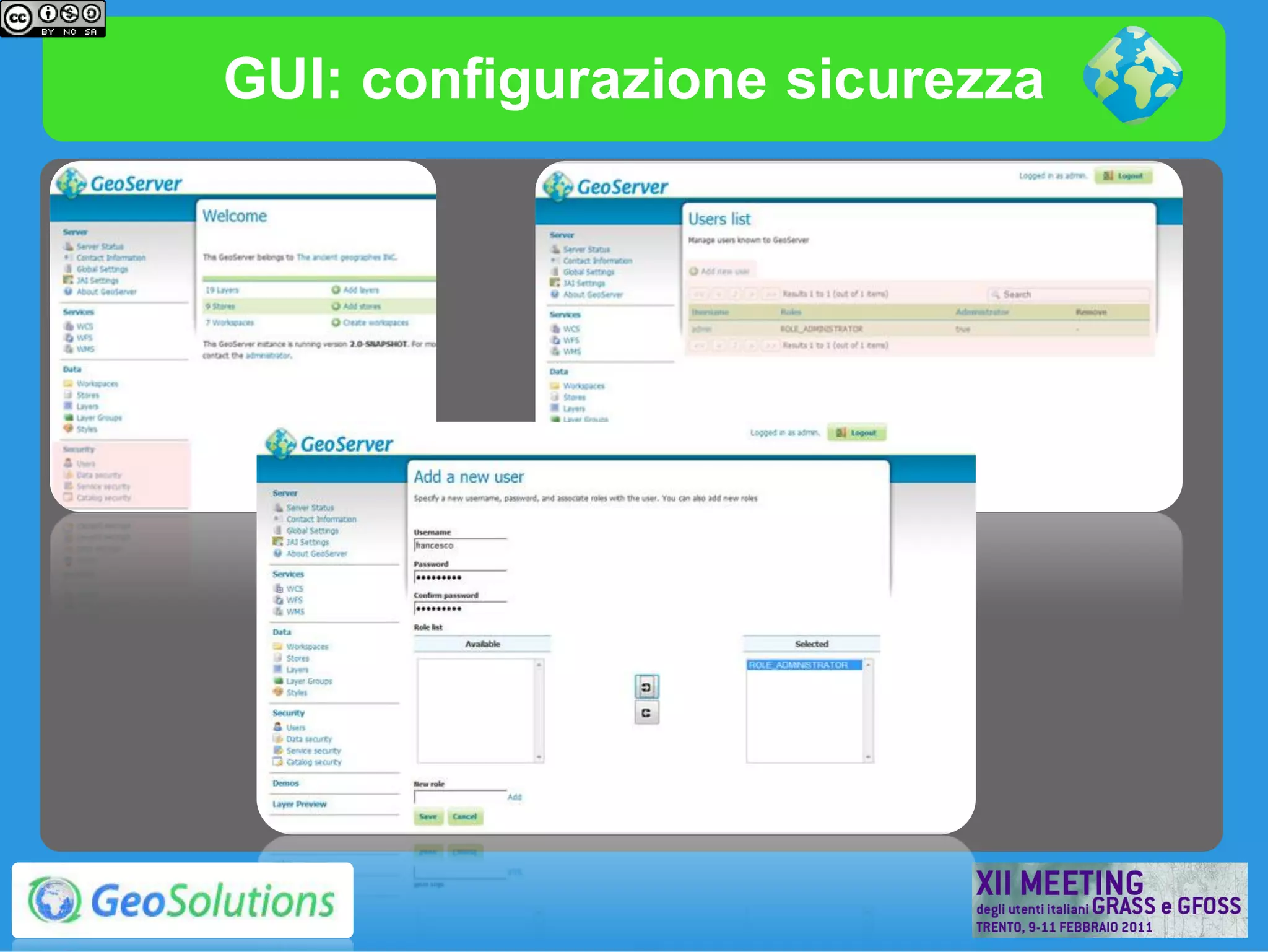 GUI: configurazione sicurezza
 