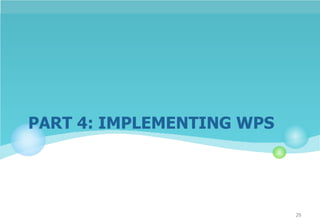 PART 4: IMPLEMENTING WPS
29
 