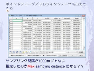 サンプリング間隔が1000ｍじゃない
指定したのがMax sampling distance だから？？
 
