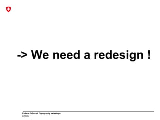 Federal Office of Topography swisstopo
COSIG
-> We need a redesign !
 