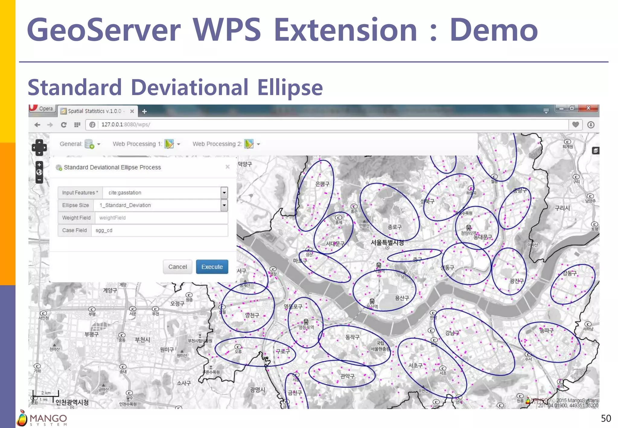 GeoServer WPS Extension : Demo
50
Standard Deviational Ellipse
 