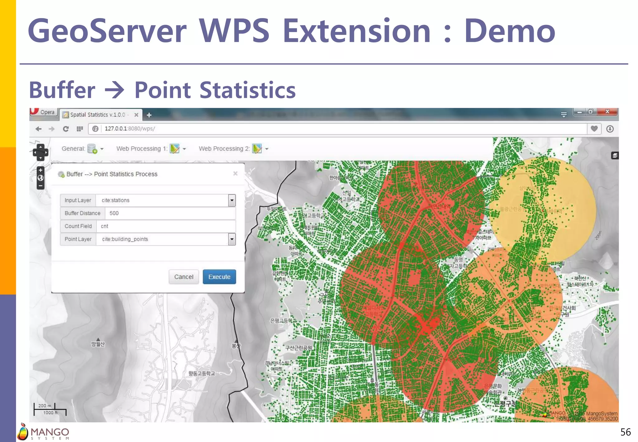 GeoServer WPS Extension : Demo
56
Buffer  Point Statistics
 