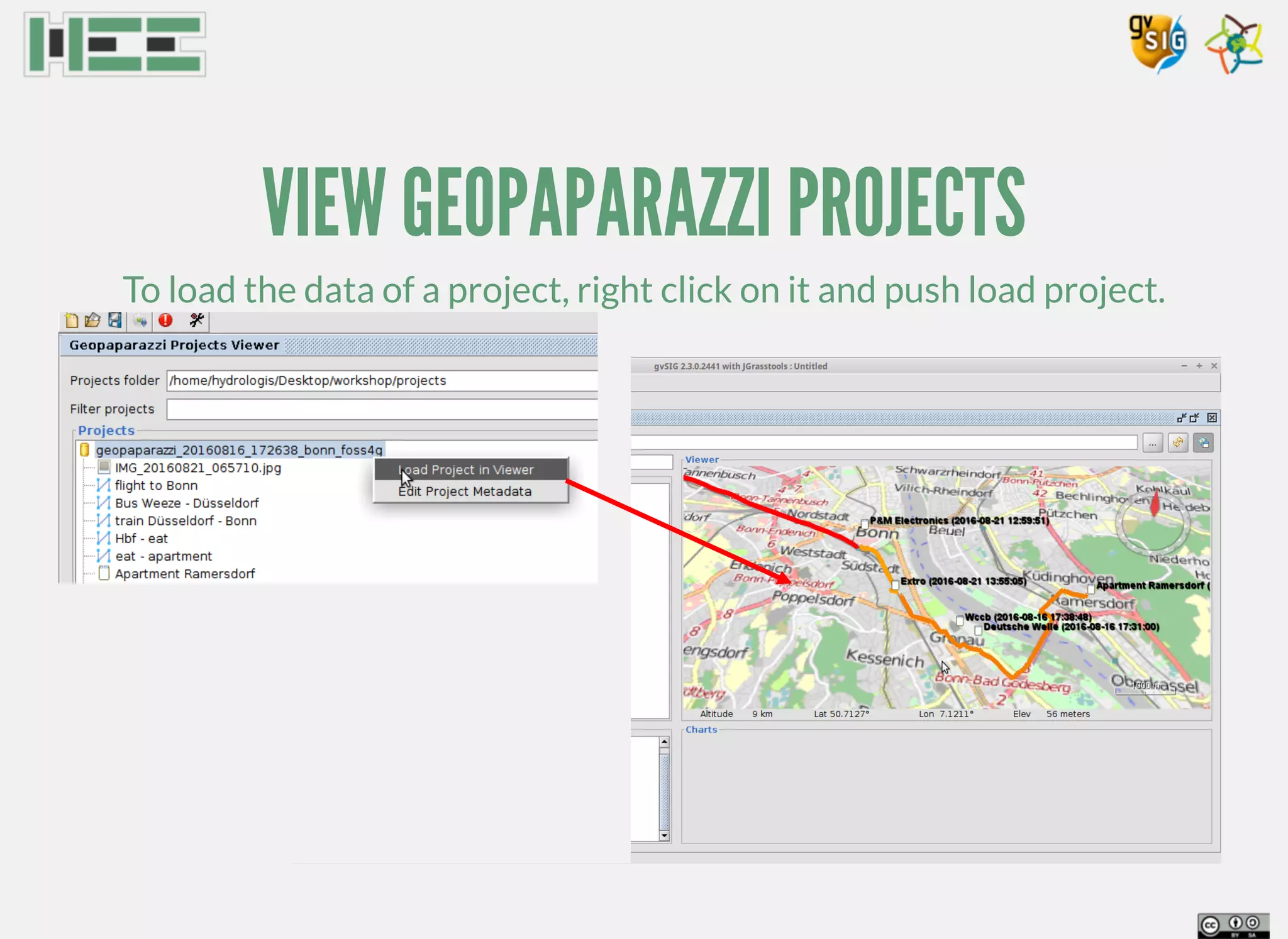 VIEW GEOPAPARAZZI PROJECTS
To load the data of a project, right click on it and push load project.
 