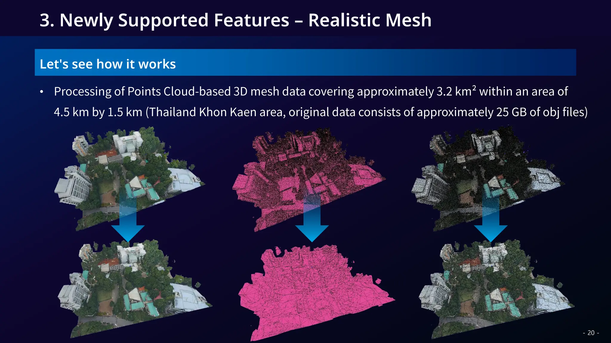 Let's see how it works
•
3. Newly Supported Features – Realistic Mesh
- 20 -
 