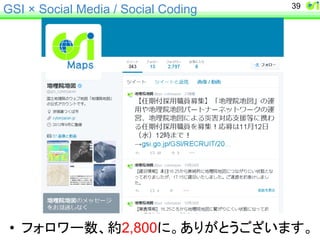 GSI × Social Media / Social Coding 
39 
• 䝣䜷䝻䝽䞊ᩘ䚸⣙2,800䛻䚹䛒䜚䛜䛸䛖䛤䛦䛔䜎䛩䚹 
 
