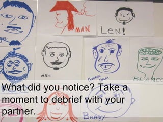 What did you notice? Take a moment to debrief with your partner. 