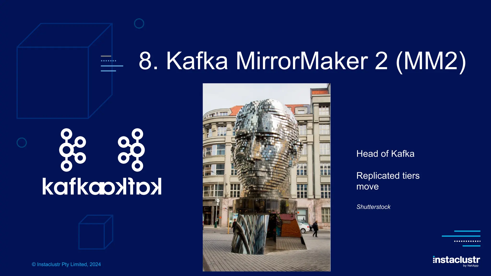 © Instaclustr Pty Limited, 2024
8. Kafka MirrorMaker 2 (MM2)
Head of Kafka
Replicated tiers
move
Shutterstock
 