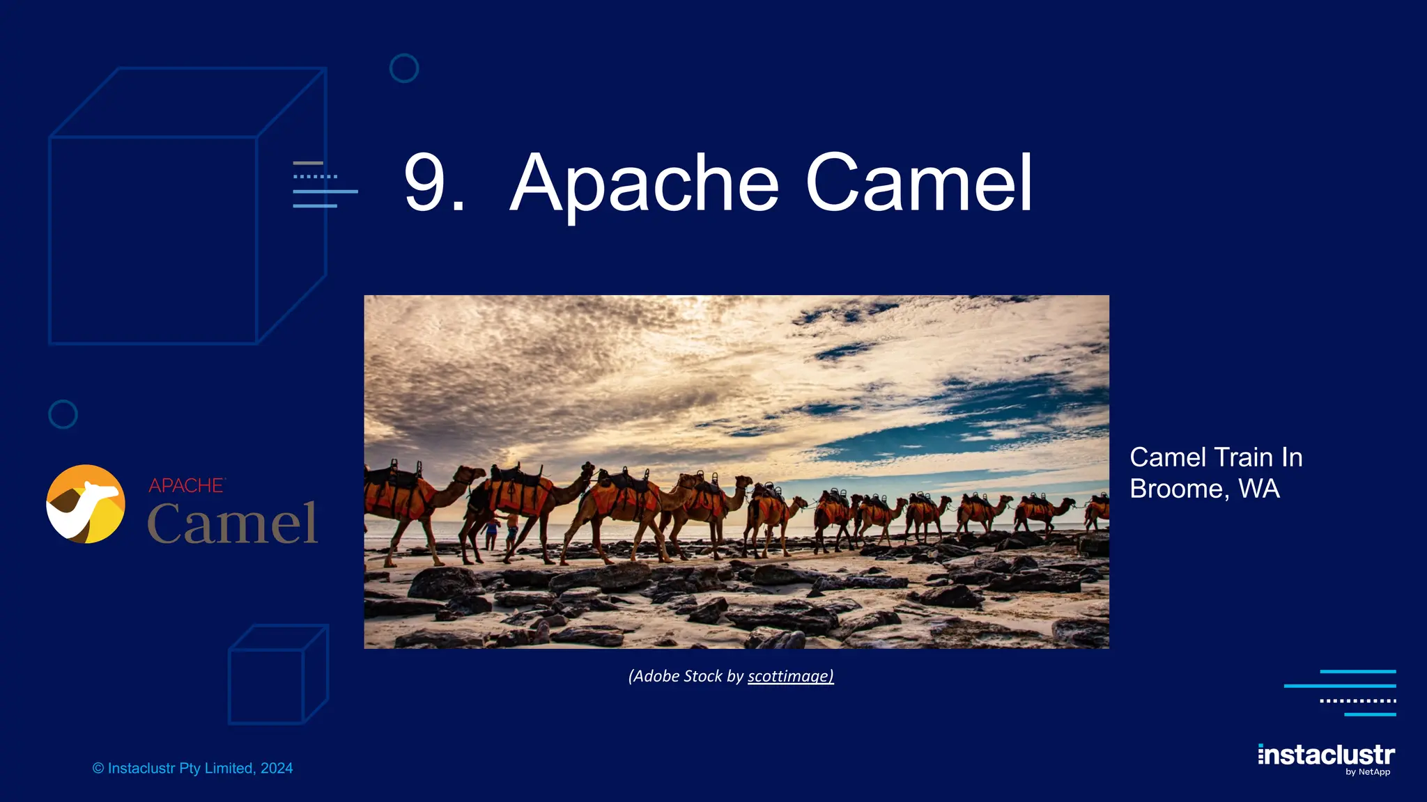 © Instaclustr Pty Limited, 2024
9. Apache Camel
Camel Train In
Broome, WA
(Adobe Stock by scottimage)
 