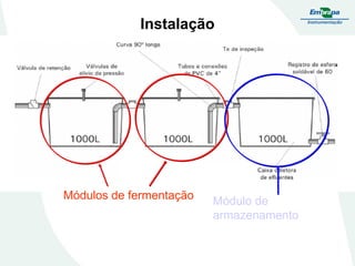 Instalação

Módulos de fermentação

Módulo de
armazenamento

 