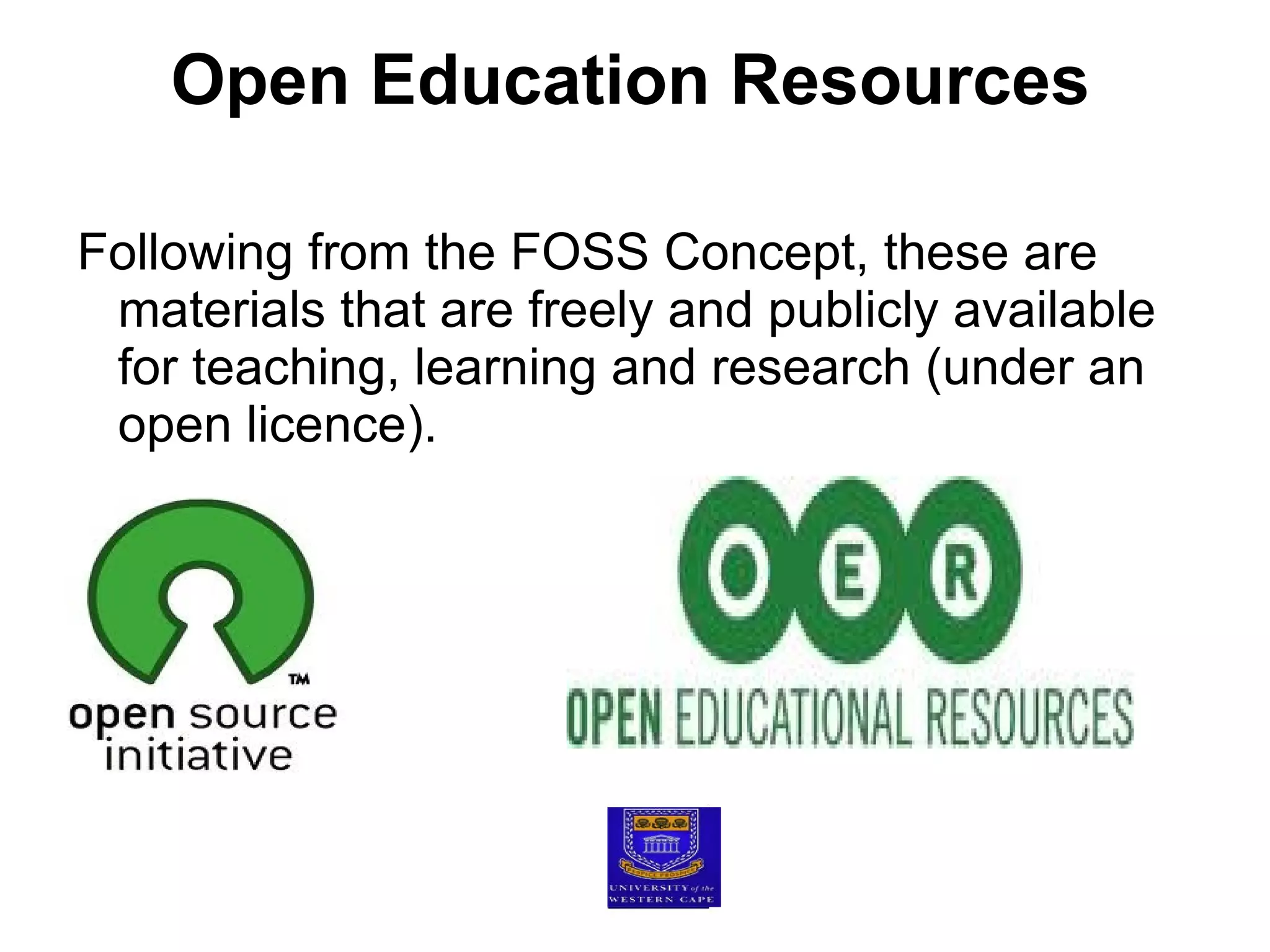 FOSS Education (3) Answers: Computer literacies using FOSS:- ability to use a computer to perform common tasks. Basics of operating system and office applications 