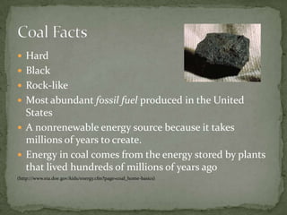 Fossil Fuels Coal Facts