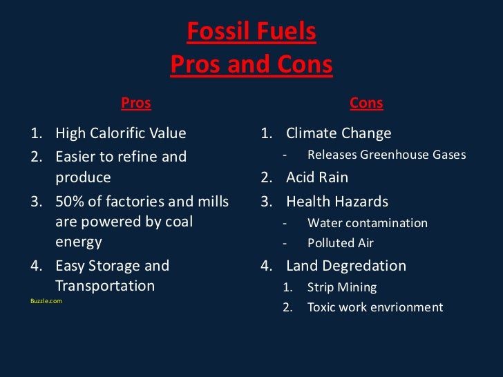 Pros And Cons Of Fossil Fuels 