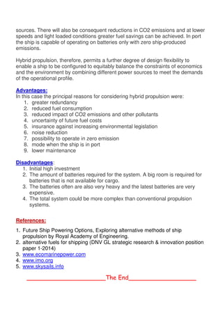 Fossil Fuels and Renewable Energy for Ships | PDF