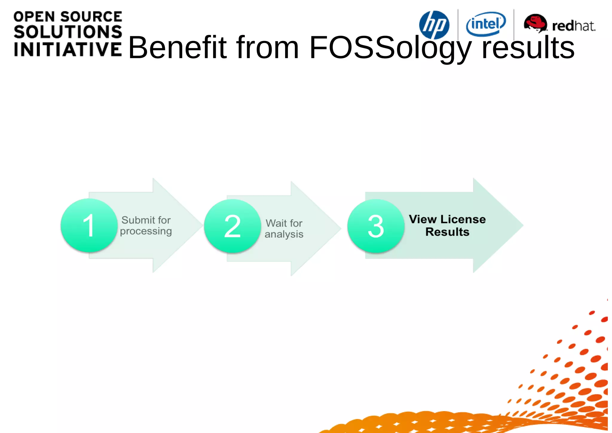 Benefit from FOSSology results
 