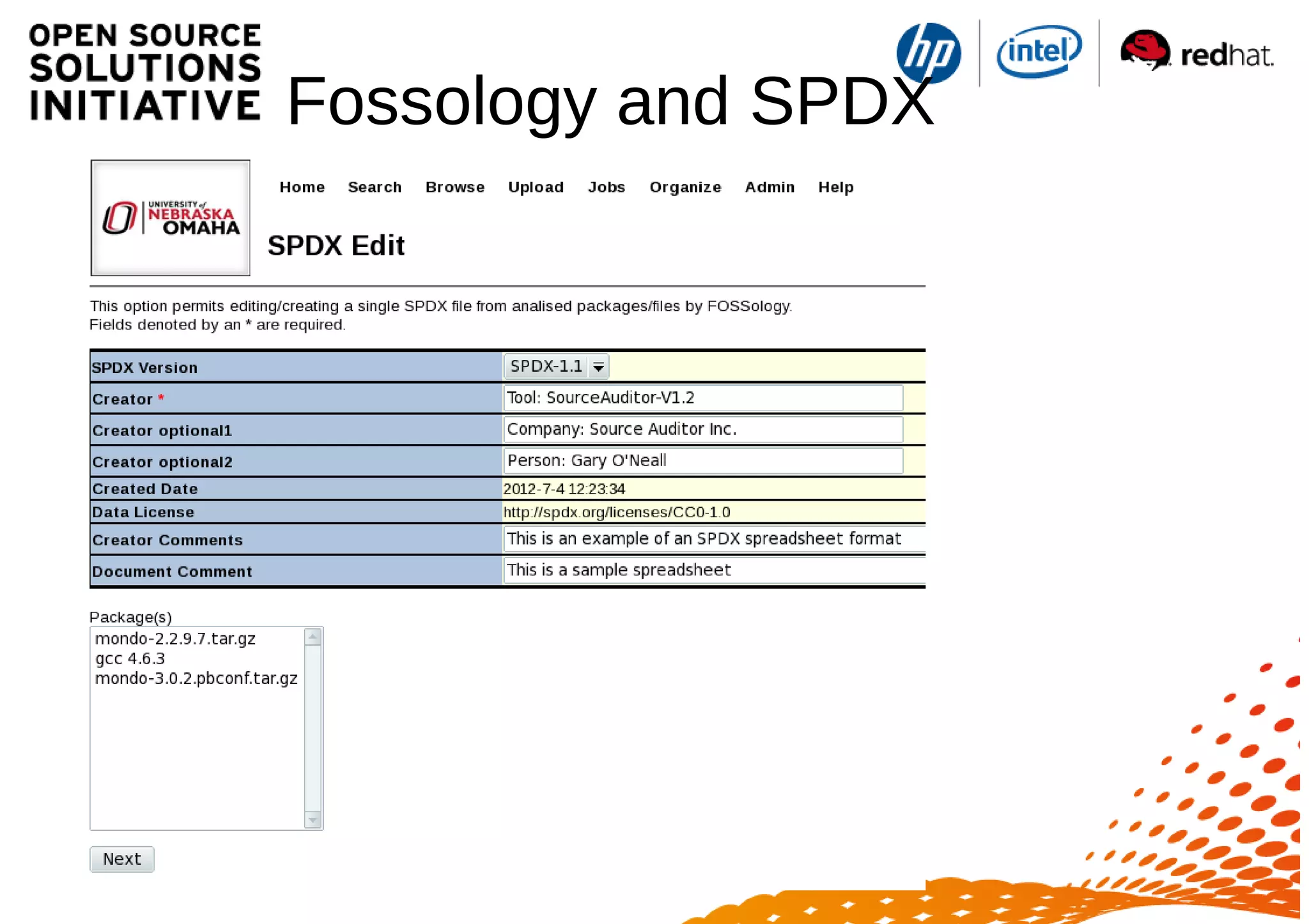 Fossology and SPDX
 