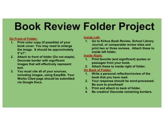 Foster Book Review Project & Library Guide