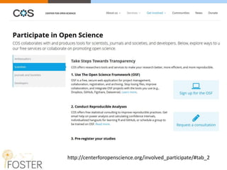 http://centerforopenscience.org/involved_participate/#tab_2
 