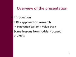 From research outputs to development outcomes: Fostering fodder innovation