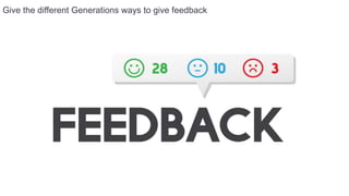 17
Give the different Generations ways to give feedback
 
