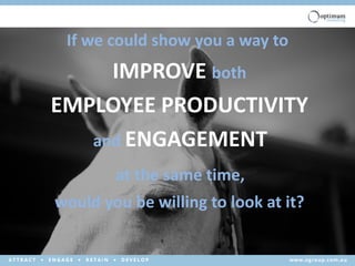 If we could show you a way to
IMPROVE both
EMPLOYEE PRODUCTIVITY
and ENGAGEMENT
at the same time,
would you be willing to look at it?
 