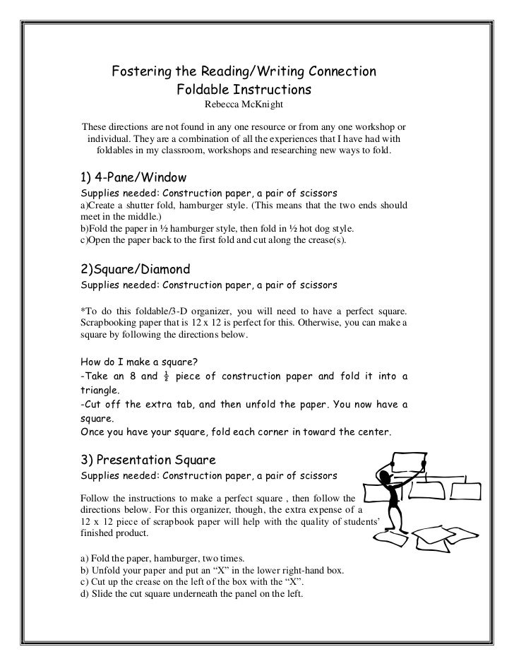 Fostering the Reading and Writing Connection Foldables Instructions