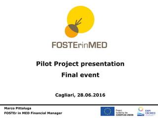 Marco Pittaluga
FOSTEr in MED Financial Manager
Pilot Project presentation
Final event
Cagliari, 28.06.2016
 