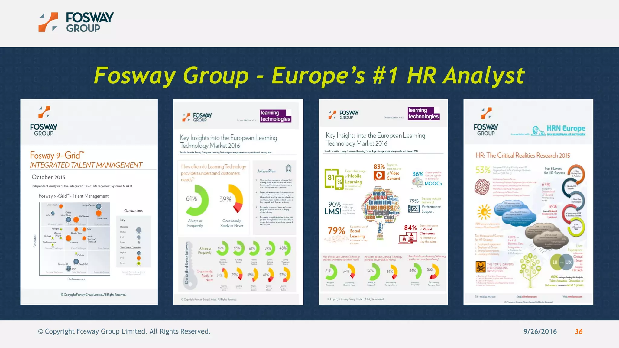 9/26/2016 36© Copyright Fosway Group Limited. All Rights Reserved.
Fosway Group - Europe’s #1 HR Analyst
 