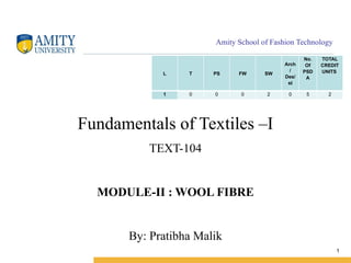 Wool Class Table FOT-I MODULE-II WOOL.pptx Wool fiber classes and introduction | PPTX