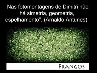 Nas fotomontagens de Dimitri não
há simetria, geometria,
espelhamento”. (Arnaldo Antunes)
 