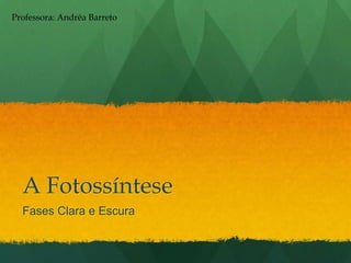 A Fotossíntese Fases Clara e Escura  Professora: Andréa Barreto 