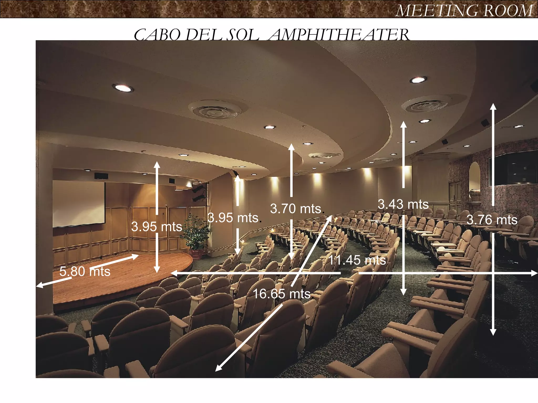 CABO DEL SOL AMPHITHEATER MEETING ROOM 3.95 mts 5.80 mts 3.95 mts . 3.70 mts . 16.65 mts . 3.43 mts 3.76 mts 11.45 mts