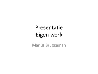 PresentatieEigen werk Marius Bruggeman 