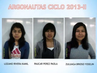 LOZANO RIVERA KAMIL PAUCAR PEREZ PAOLA ZULUAGA BRIOSO YOSELIN
 