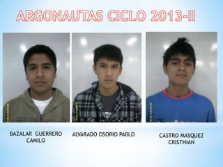 BAZALAR GUERRERO
CAMILO
ALVARADO OSORIO PABLO CASTRO MASQUEZ
CRISTHIAN
 